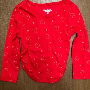Garanimals Red Long Sleeve Shirt with Gold Hearts Valentines Day